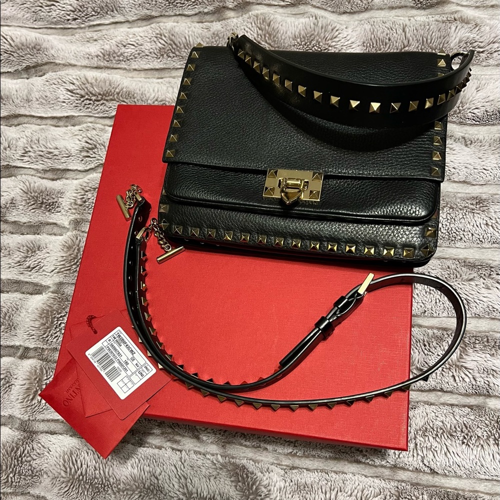 Valentino Rockstud Grainy Calfskin Crossbody Bag